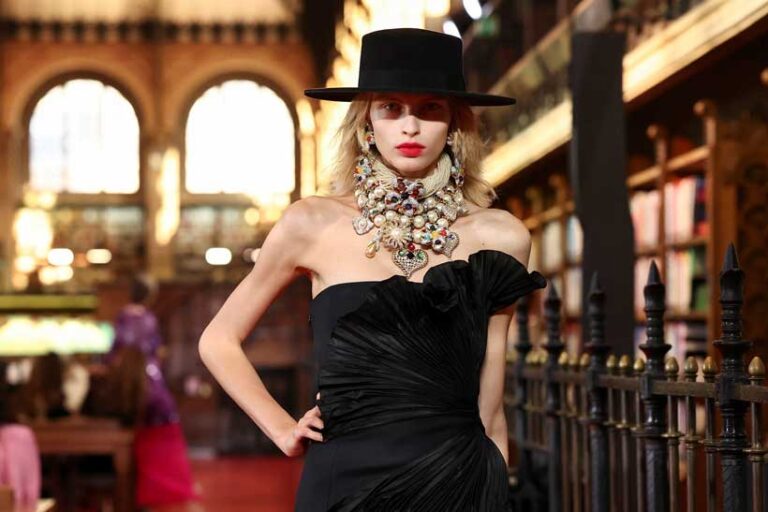 Valentino Turns a Historic Paris Library Into a Runway of Bold Corsets and Gold Jewellery